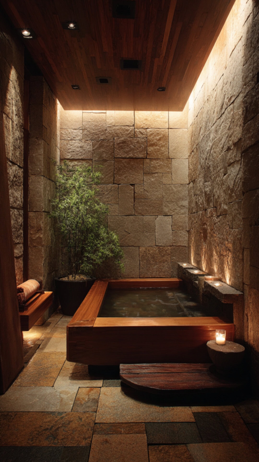 2. Japanese Onsen Bathroom with Spa-Inspired Warmth