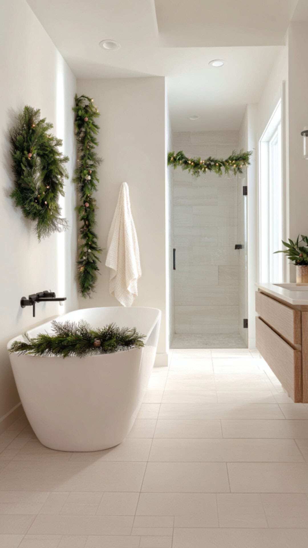 2. Minimalist Christmas Bathroom with Subtle Accents