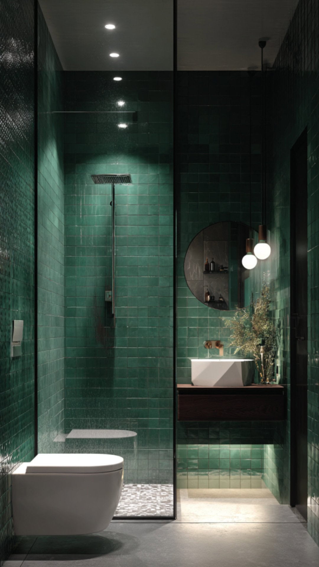 Emerald Green Tile Bathroom