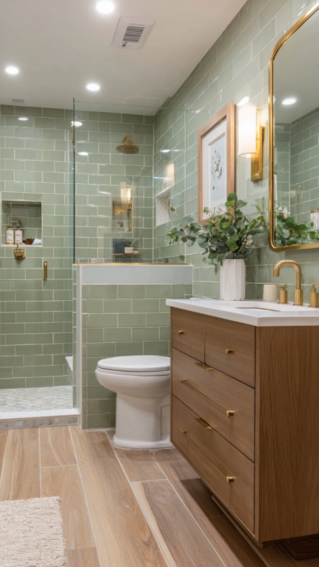 Sage Green and Gold Bathroom