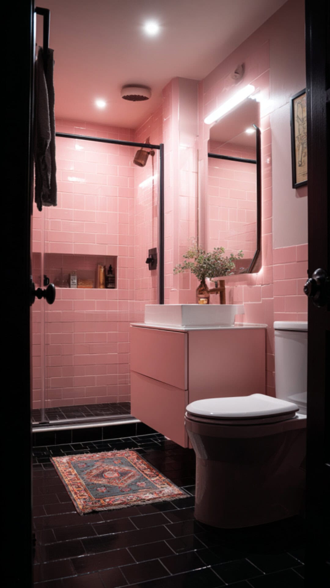 Black and Pink Bathroom