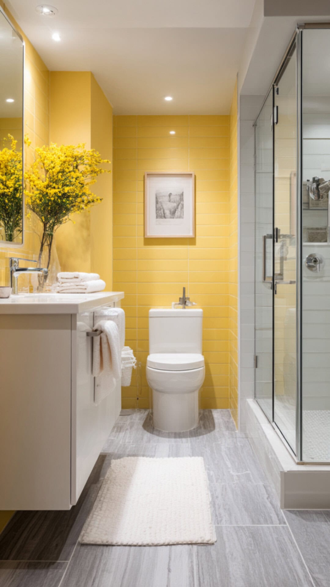 Yellow and Grey Bathroom