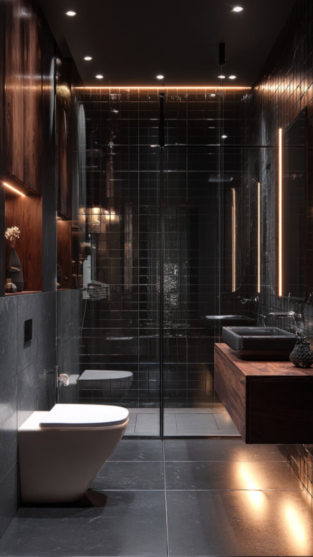 3. Black Bathroom Shower with Sleek Modern Appeal