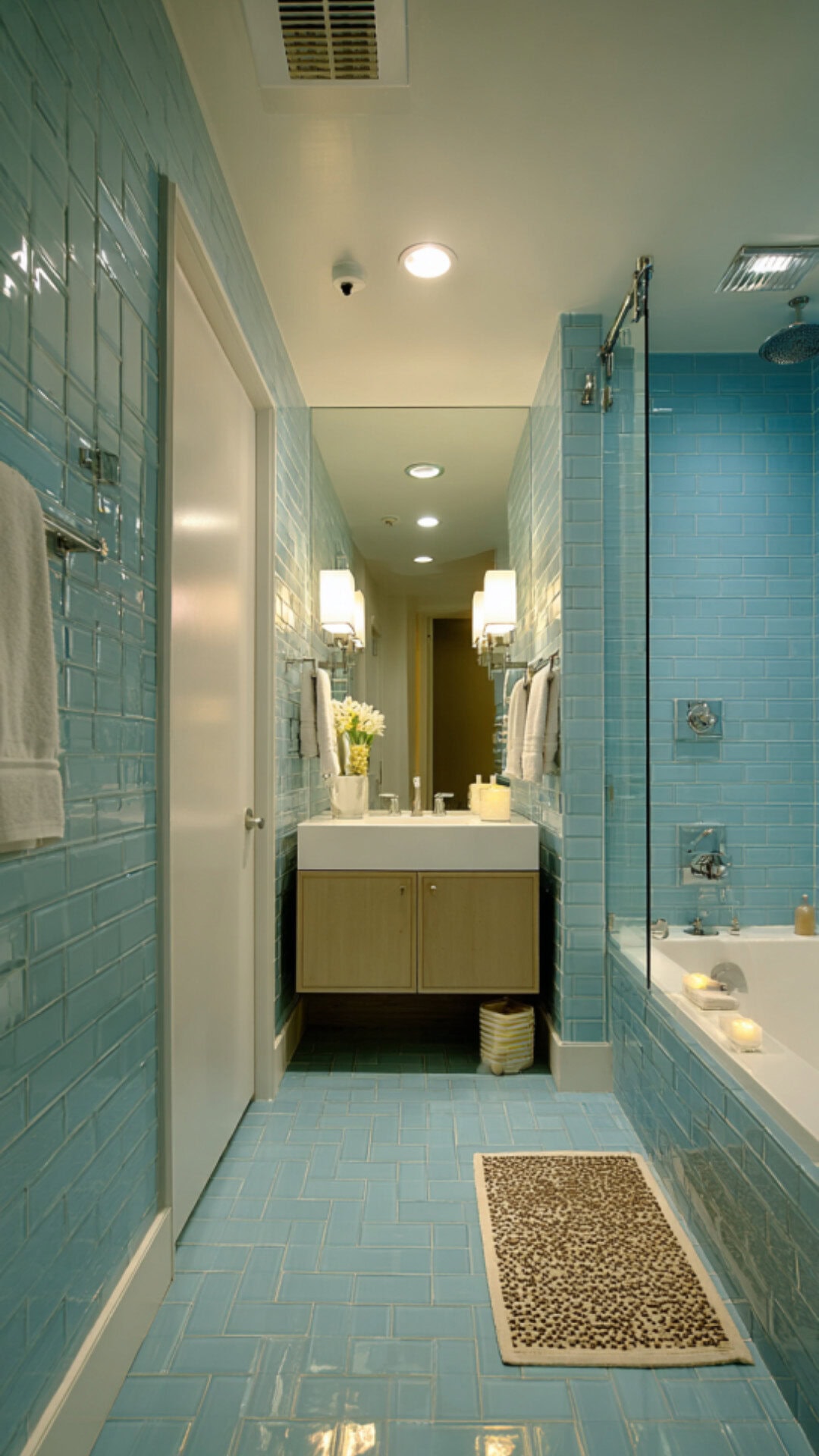 3. Blue Subway Tile Bathroom