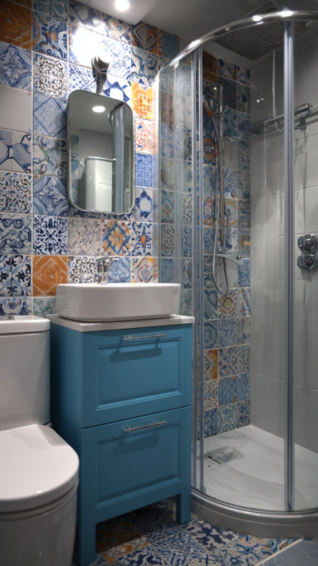 3. Small Colorful Bathroom with Big Style