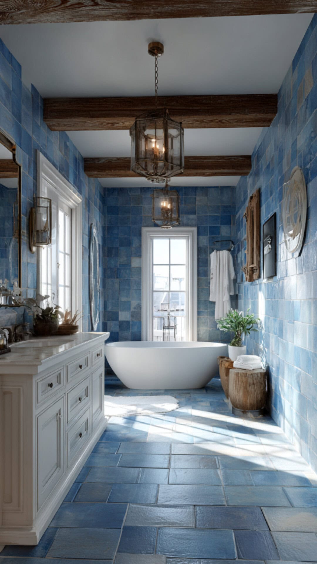3. Blue French Country Bathroom with Calming Style