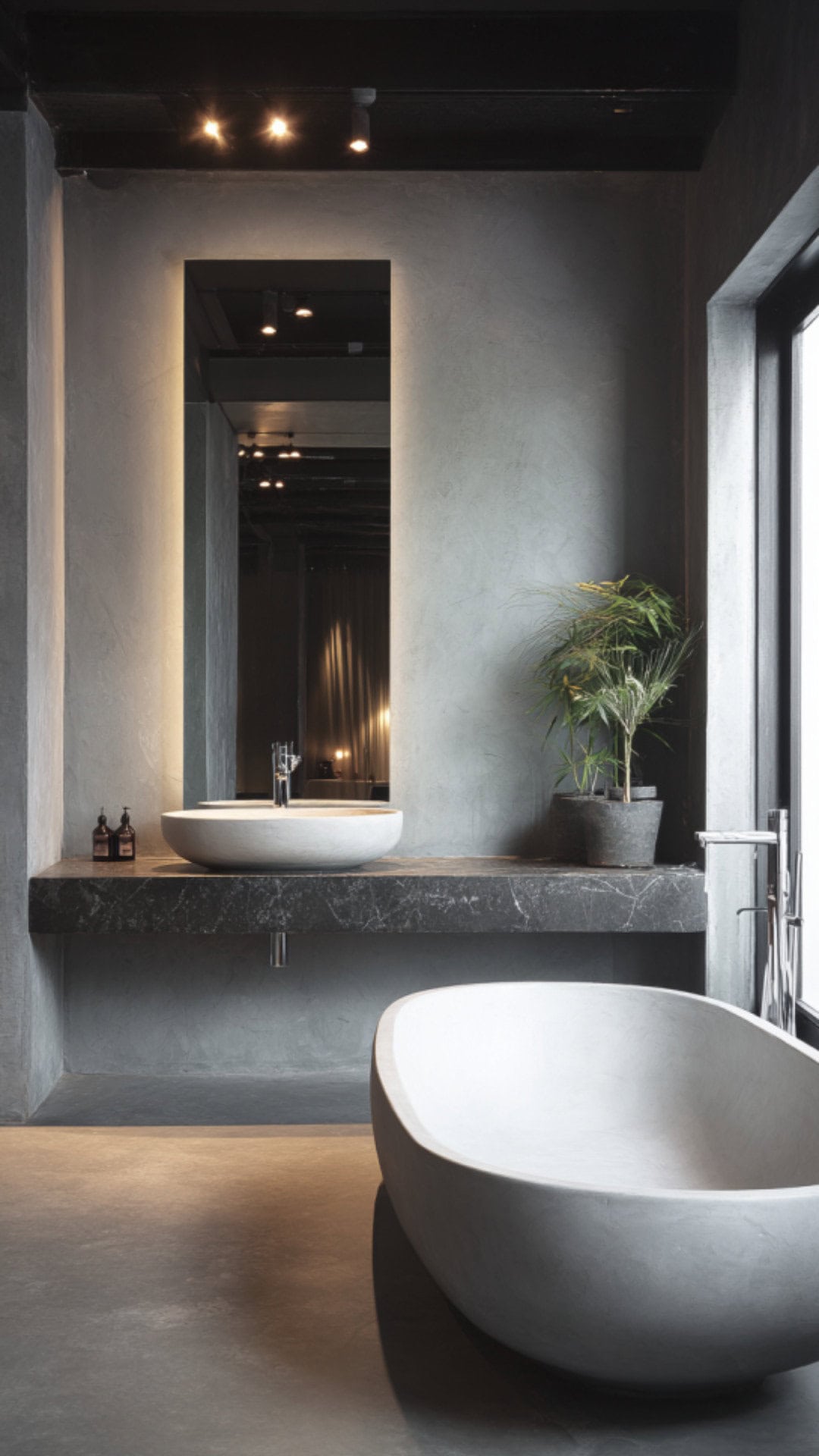 3. Polished Concrete Bathroom with Refined Shine