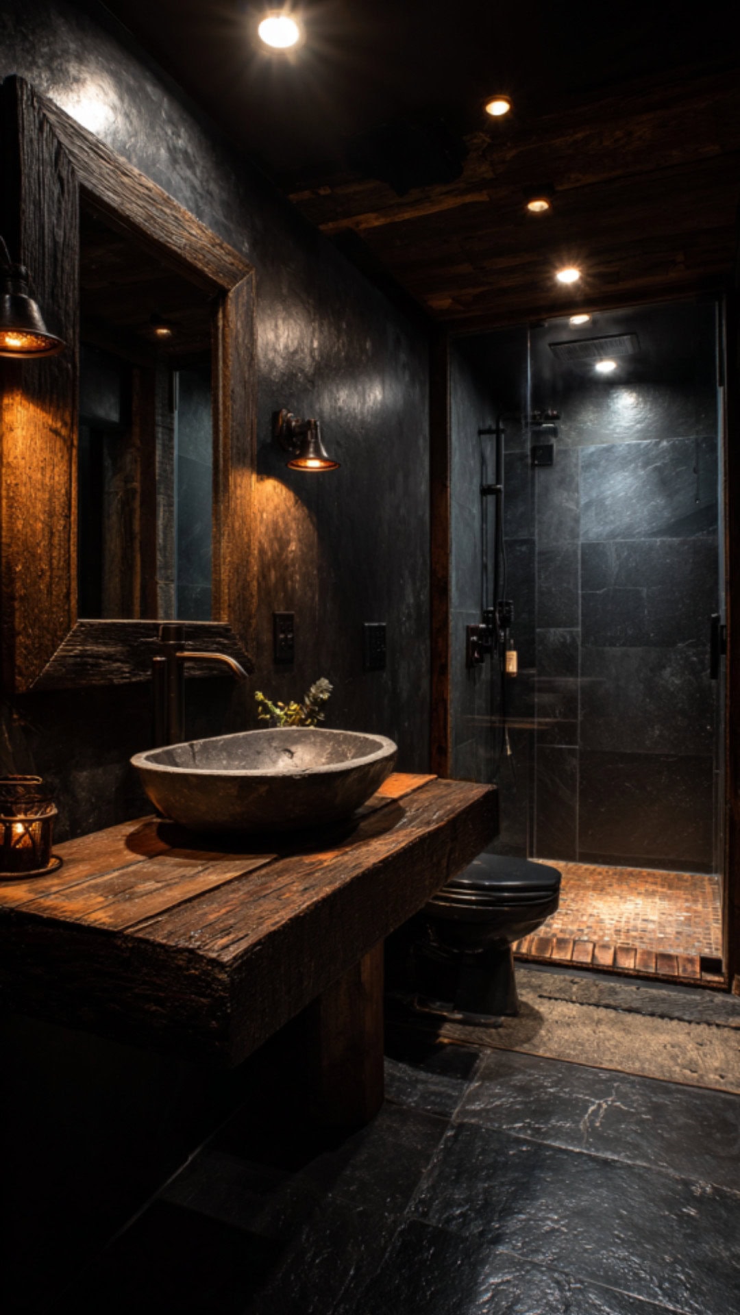 3. Black Western Bathroom with Bold Drama