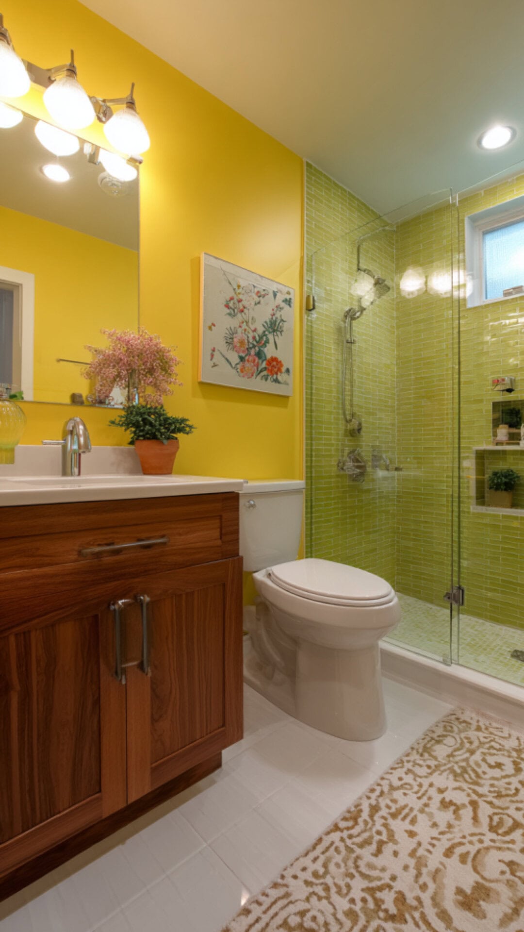 Yellow and Green Bathroom