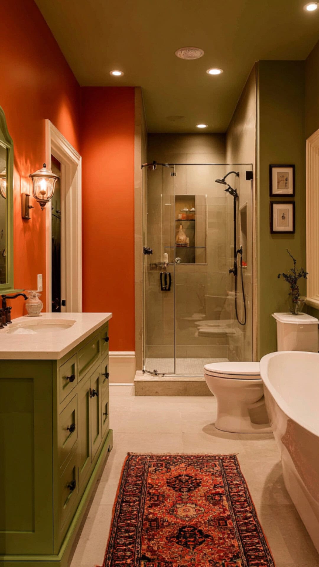  Orange and Green Bathroom