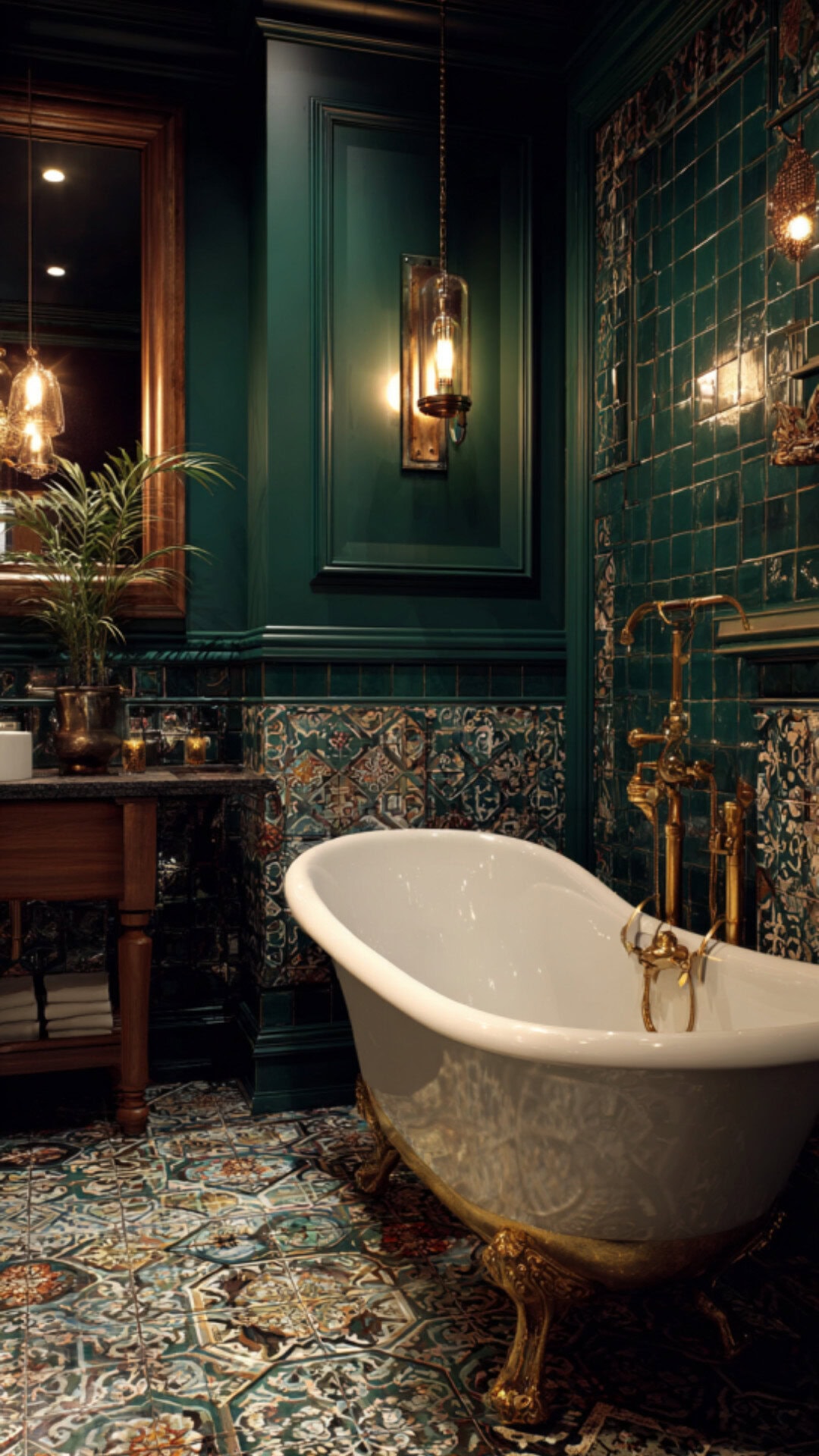 4. Green Victorian Bathroom