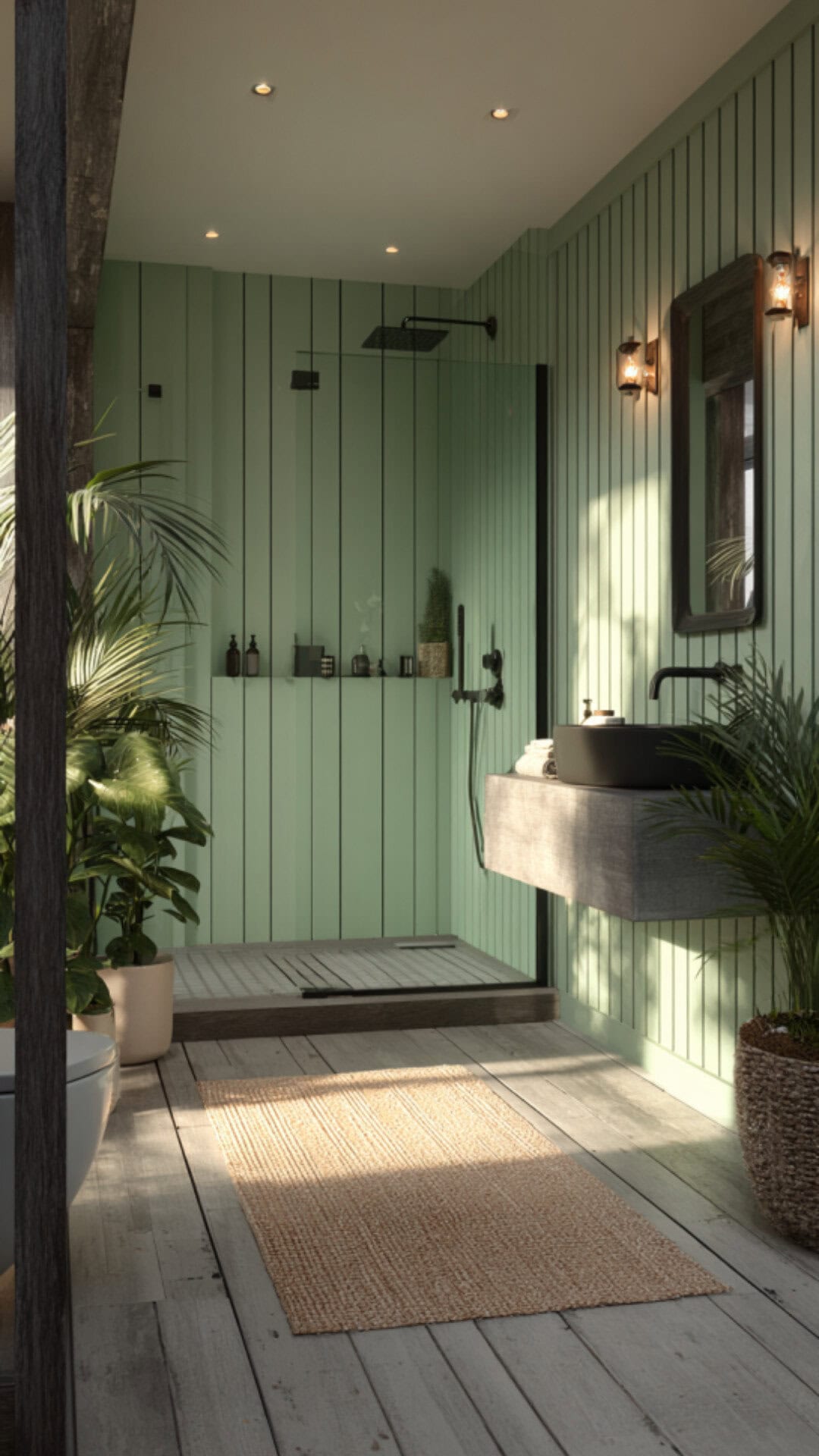 4. Green Shiplap Bathroom