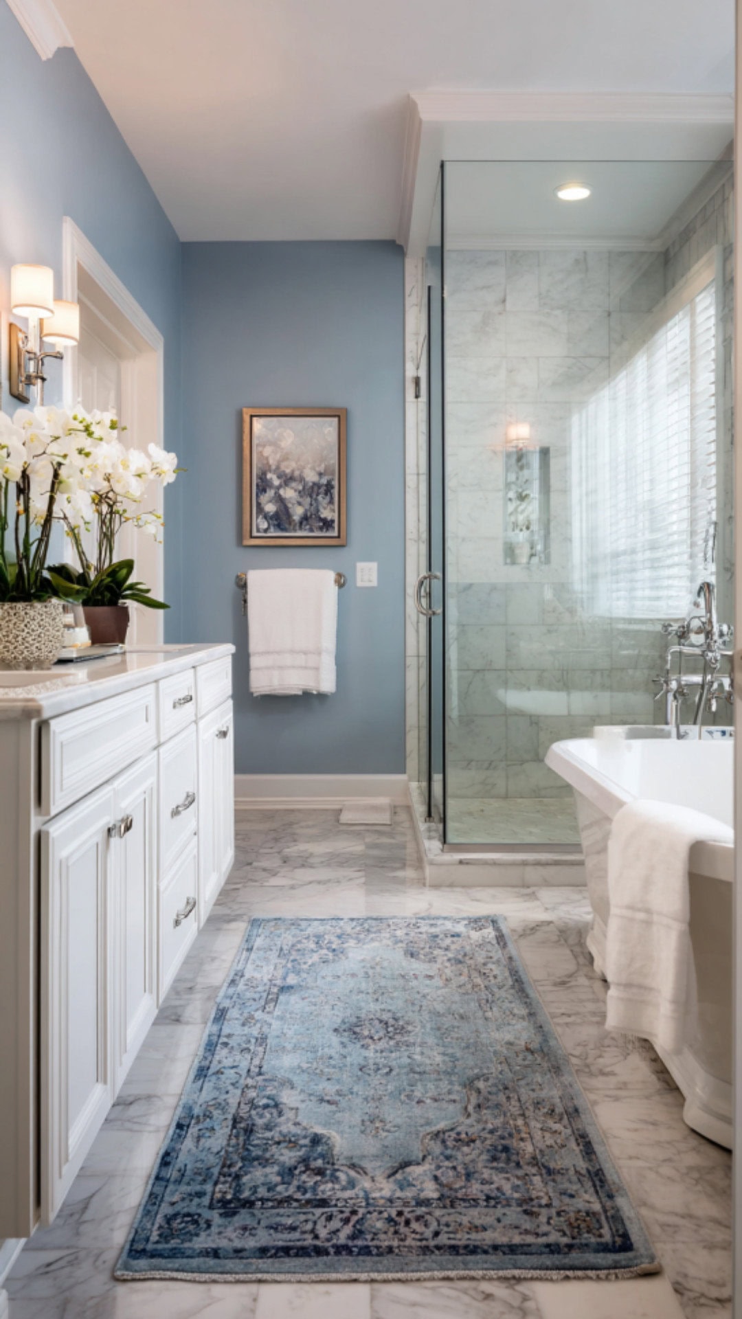 4. Blue Bathroom Rug for a Calming Touch