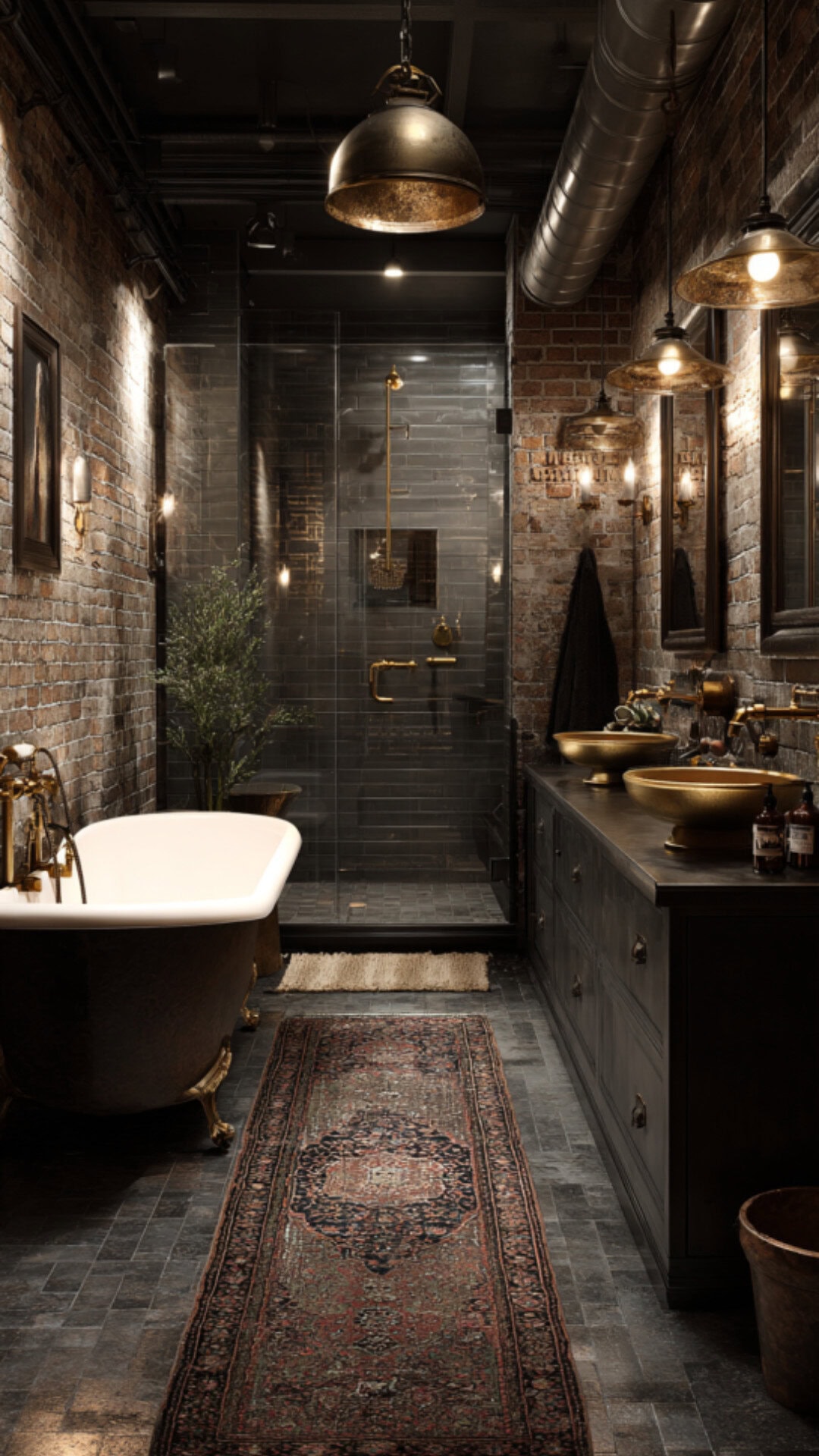 4. Vintage Industrial Bathroom with Retro Appeal