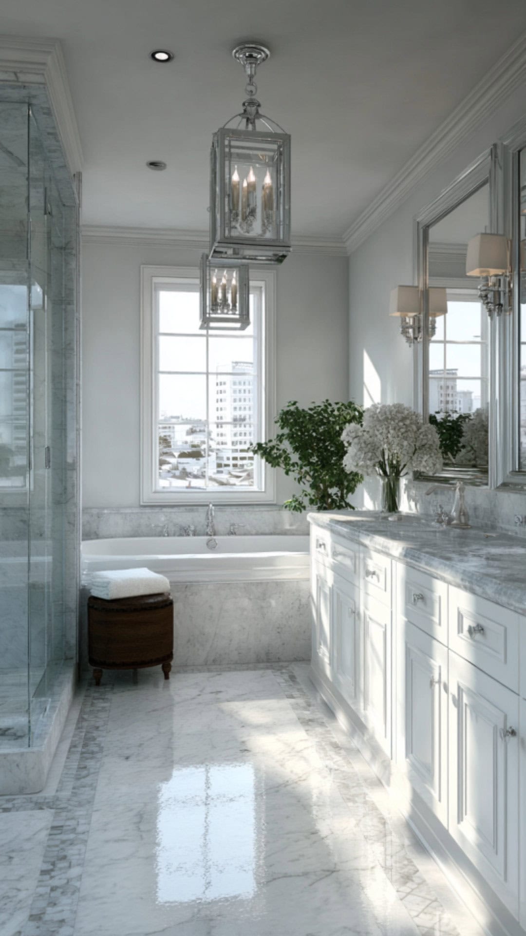 4. Marble Traditional Bathroom with Classic Luxury