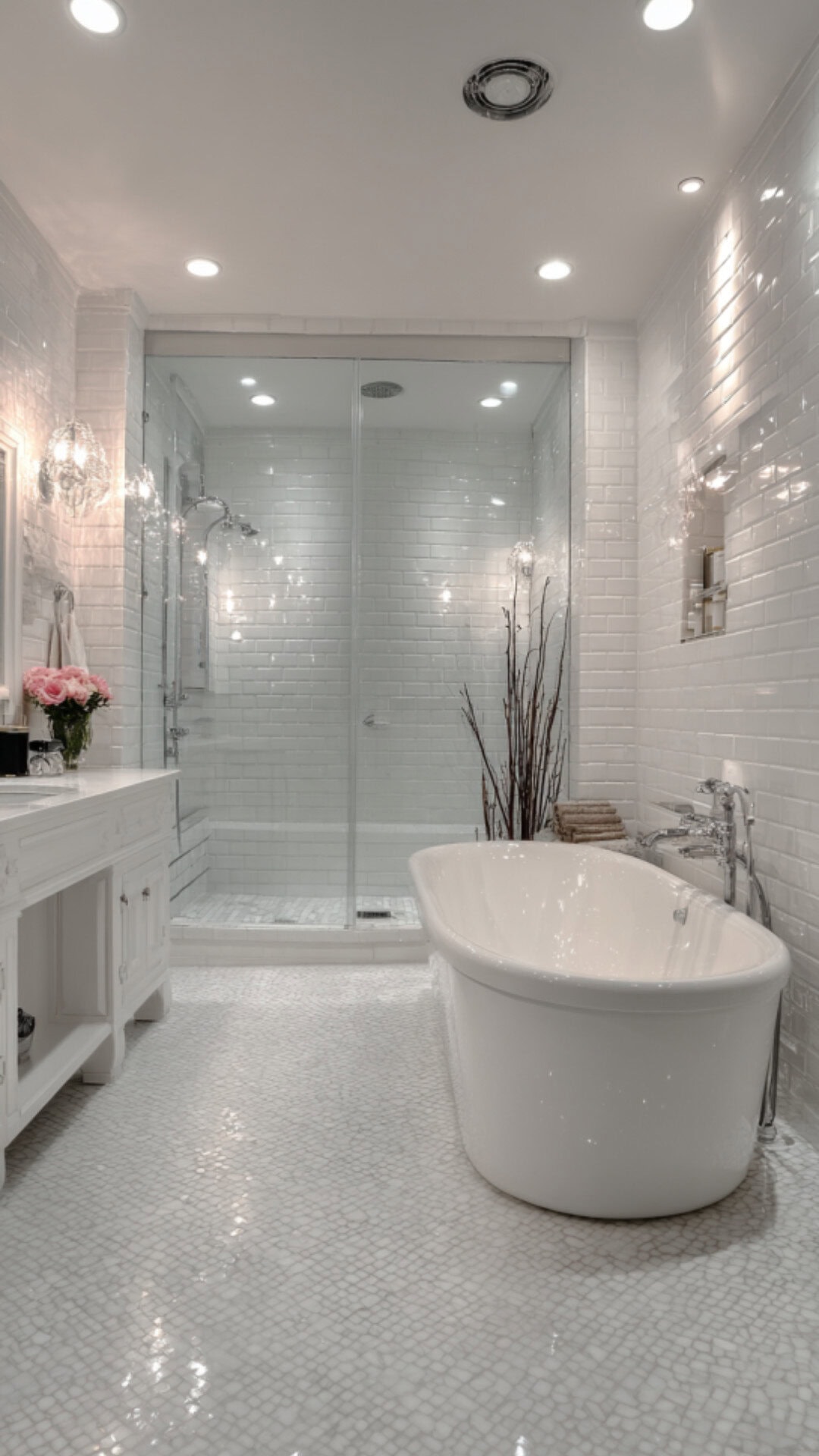 4. White Tiled Bathroom with Classic Freshness