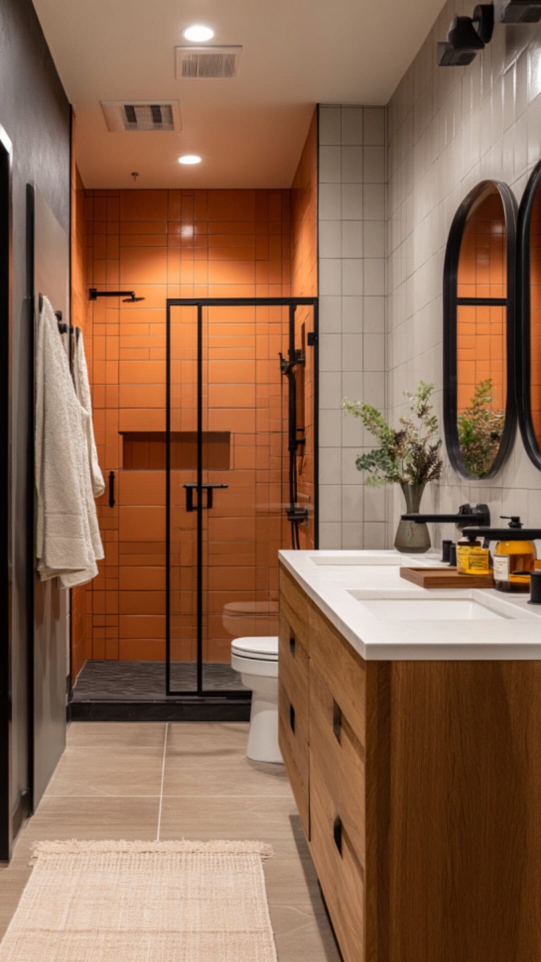 Orange and Black Bathroom