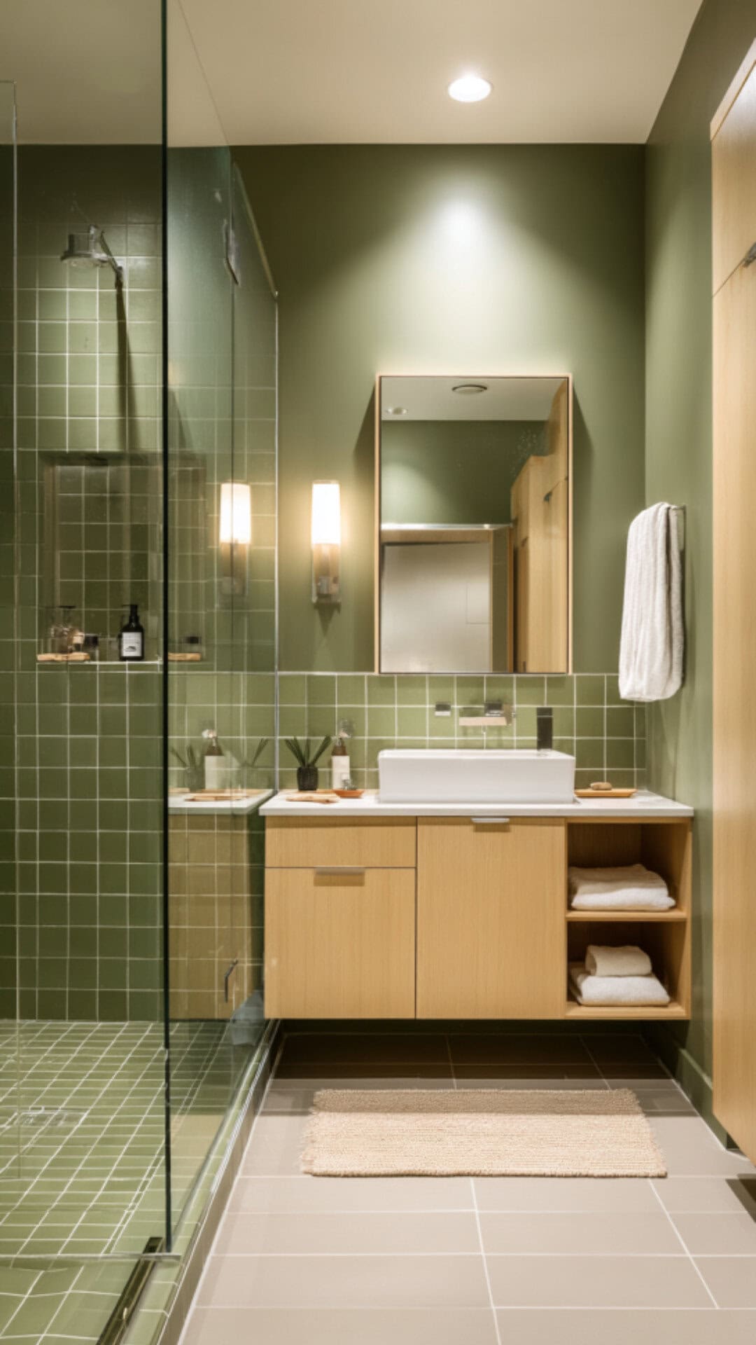 5. Green Bathroom with Wet Room