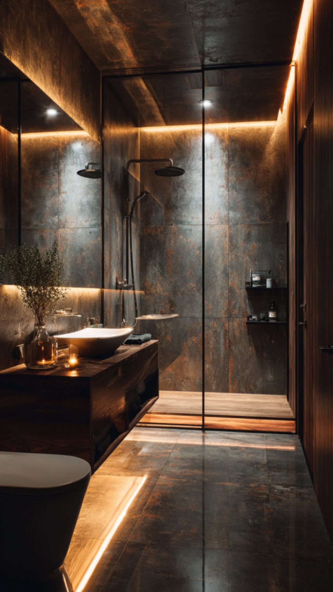 5. Dark Microcement Bathroom