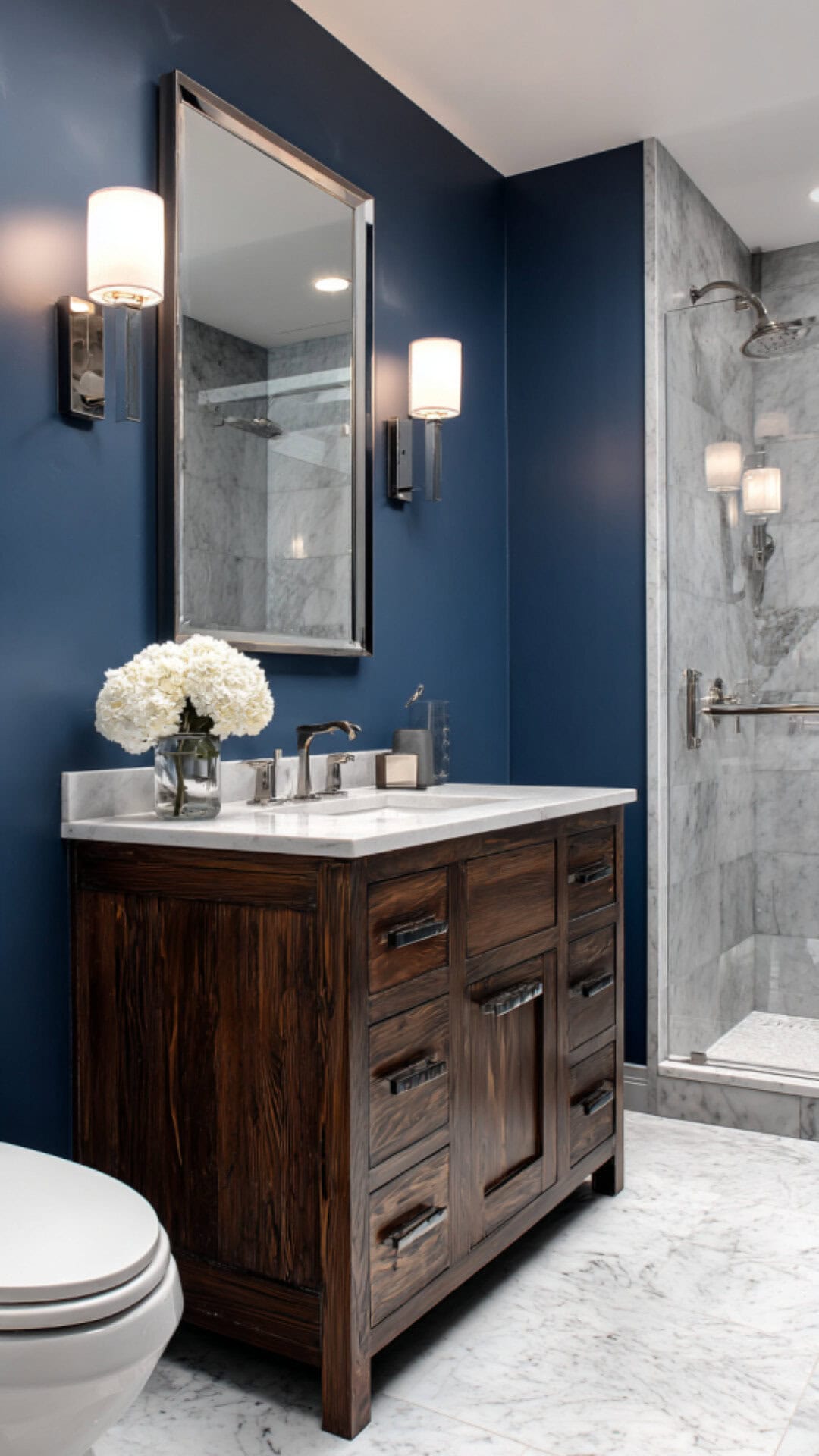 5. Blue and Brown Bathroom Inspiration
