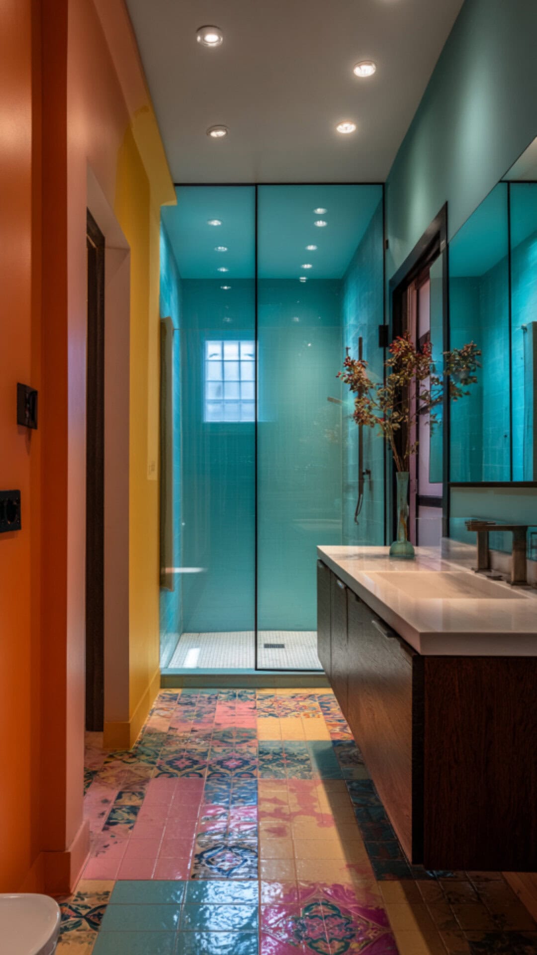 5. Bright, Colorful Bathroom for Energizing Mornings