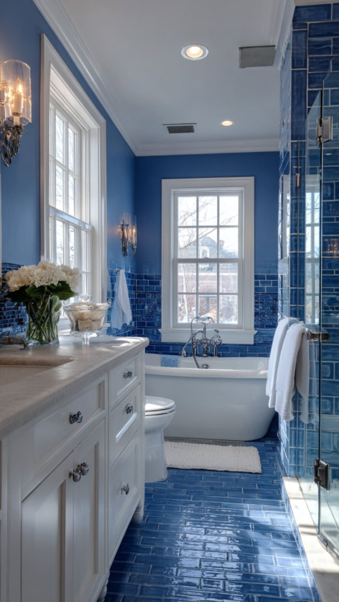 5. Blue Traditional Bathroom with Refreshing Character