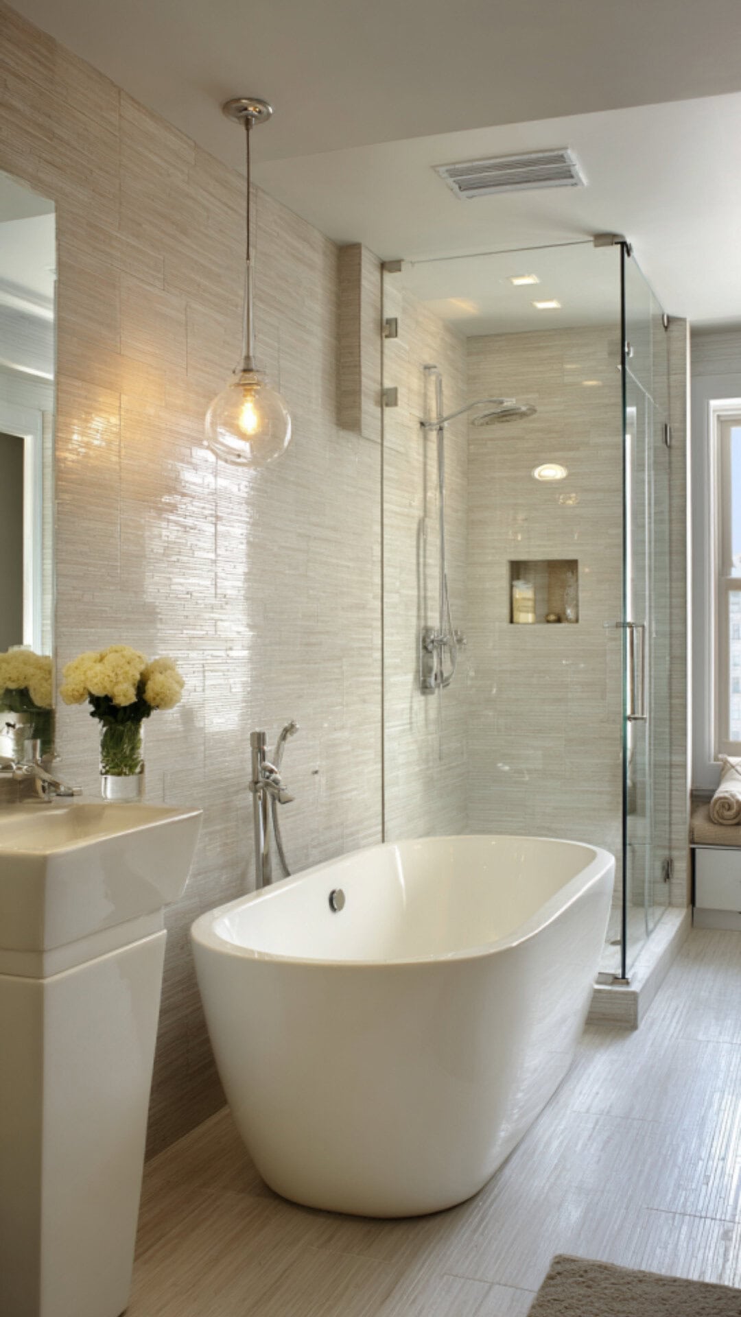 5. Modern Pedestal Sink Bathroom with Streamlined Elegance