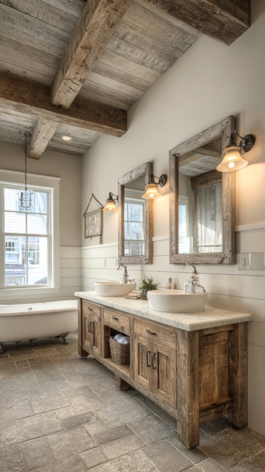 5. Farmhouse Country Bathroom with Rustic Warmth