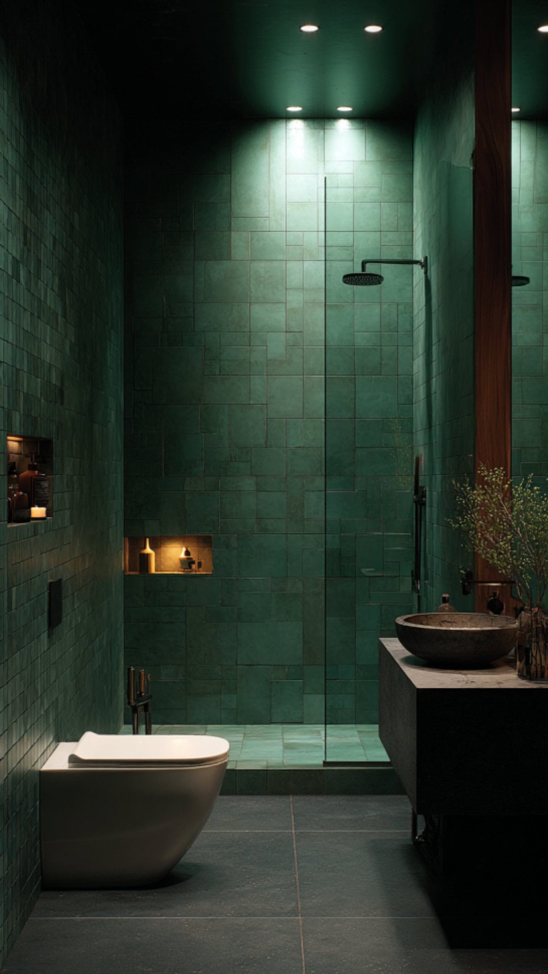 Dark Emerald Green Bathroom