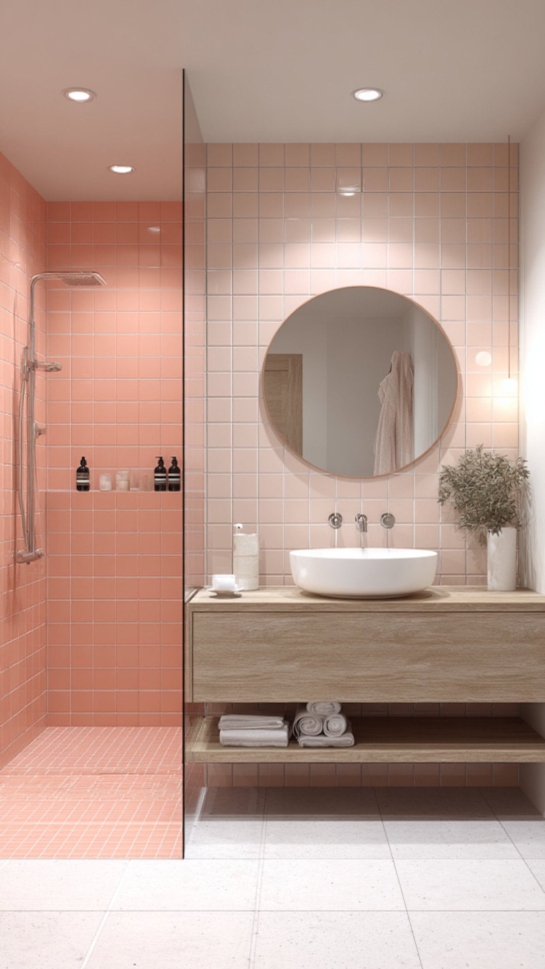 Terracotta and Pink Bathroom