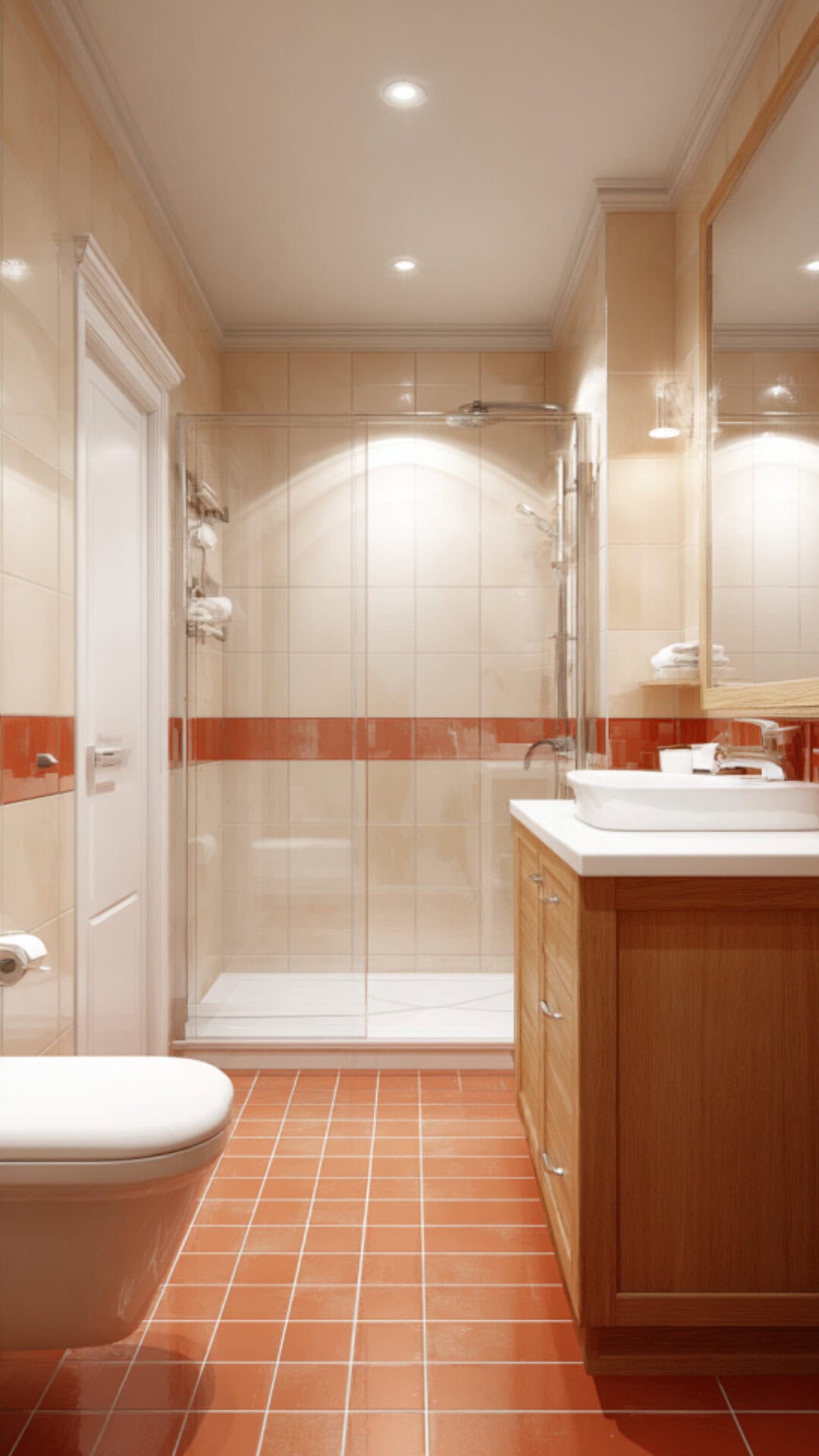Orange and Cream Bathroom