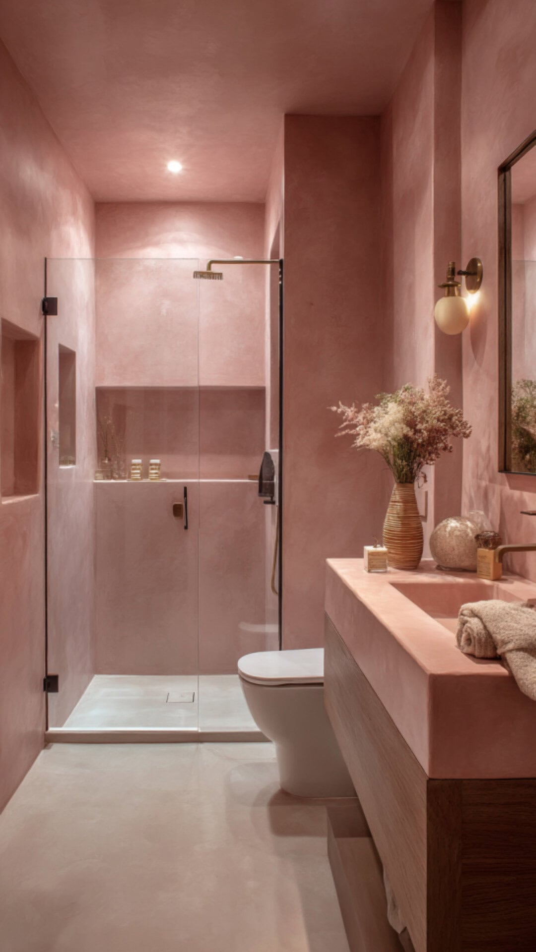 6. Pink Microcement Bathroom