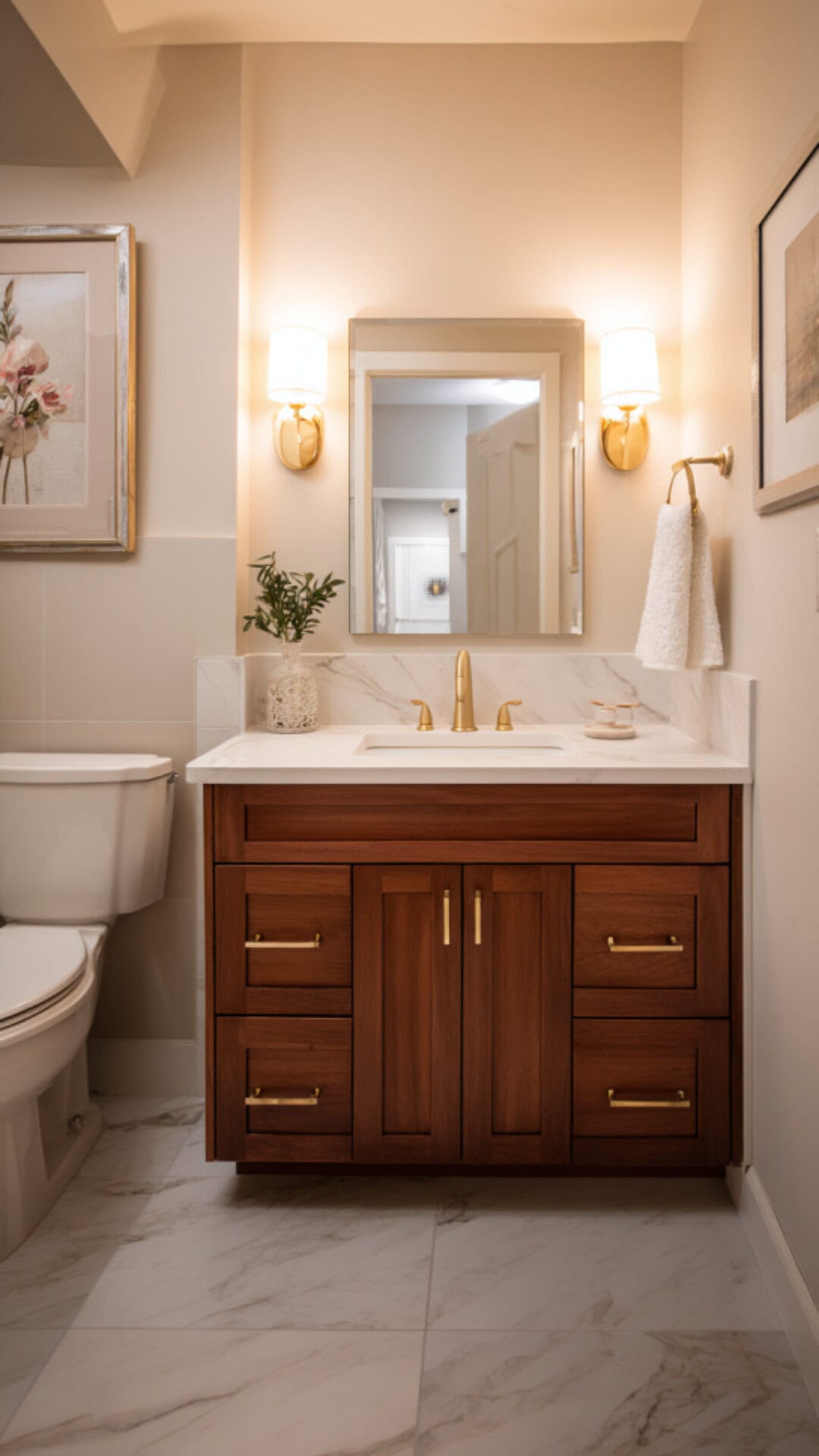 6. Cream and Brown Bathroom Style