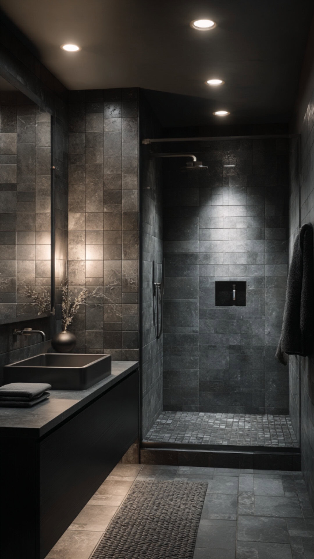 6. Dark Neutral Bathroom for Rich Depth