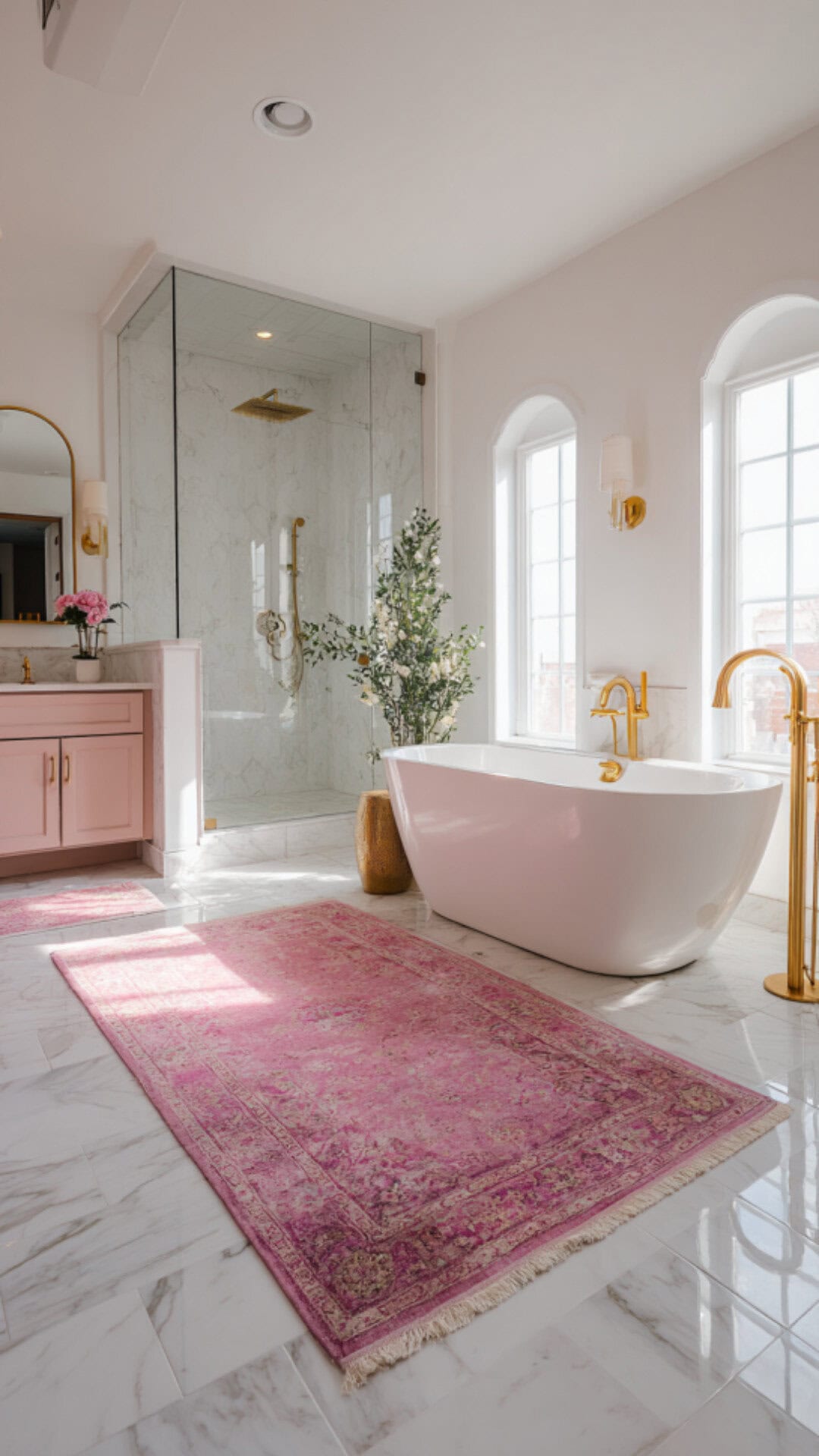 6. Pink Bathroom Rug for a Gentle Accent