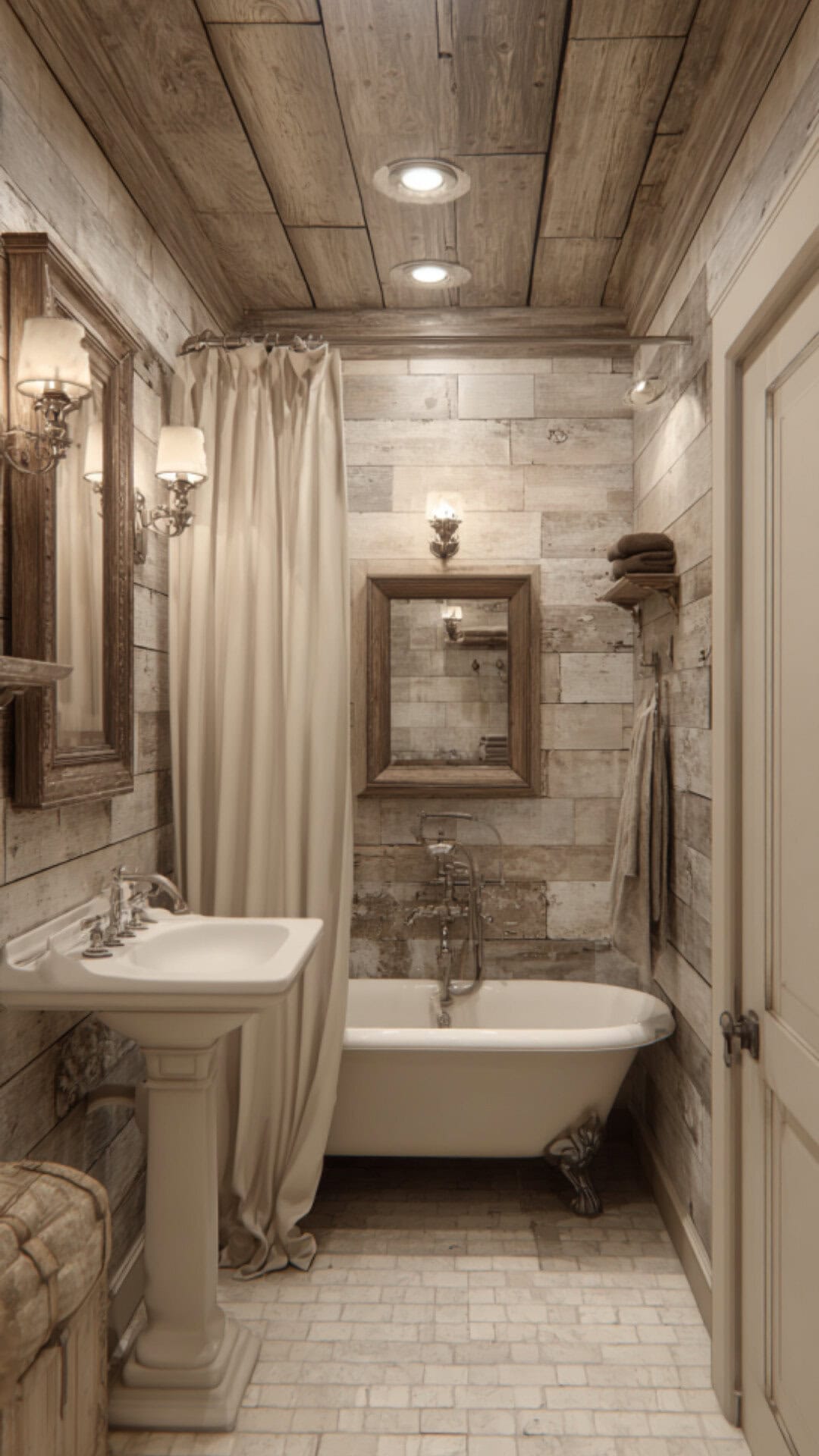 6. Small French Country Bathroom with Smart Design