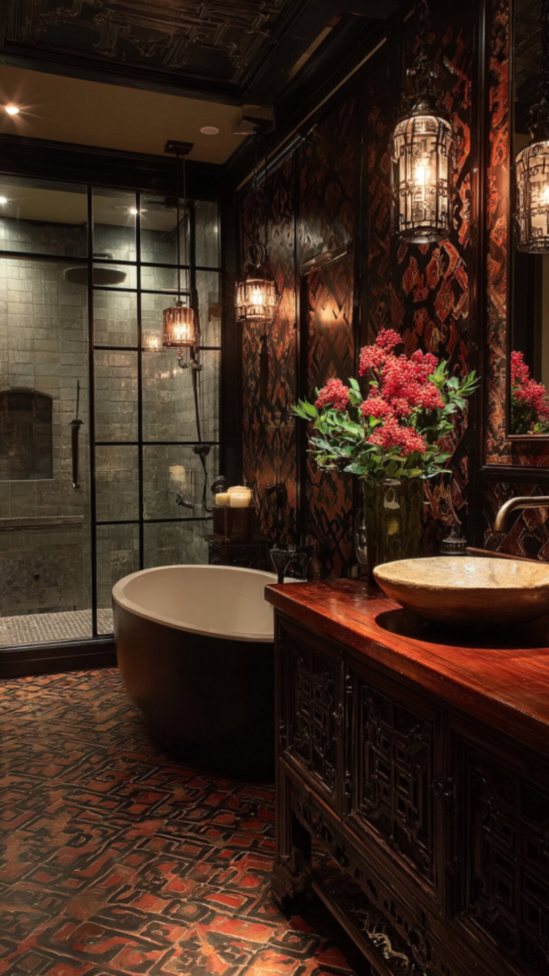 6. Chinese Traditional Bathroom with Ornate Detail