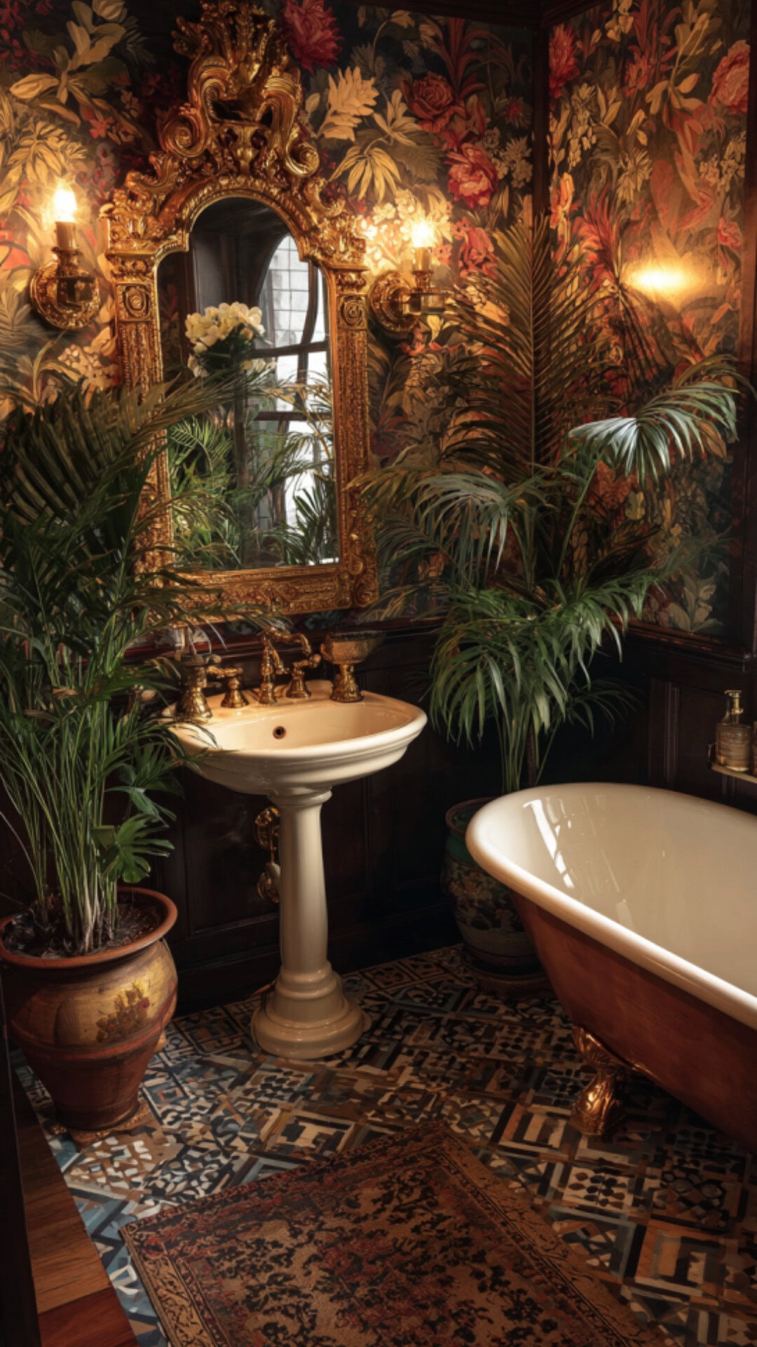 6. Vintage Tropical Bathroom with Nostalgic Character