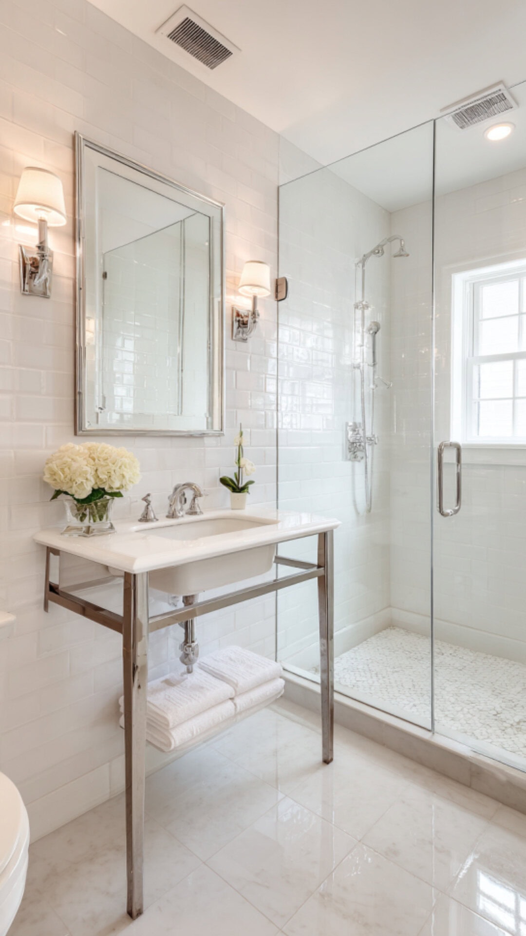 6. White Primary Bathroom with Classic Cleanliness