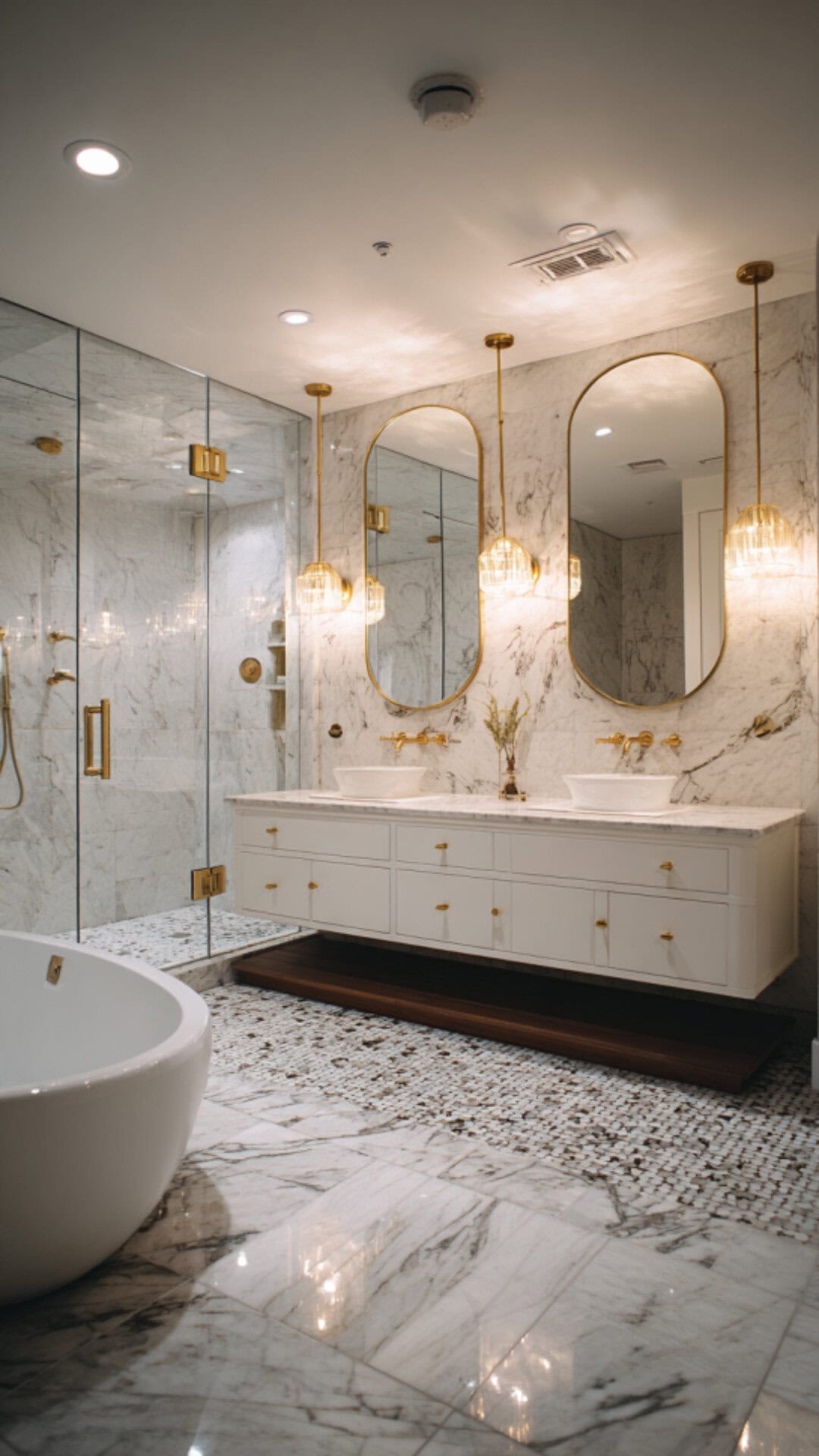 6. Luxury Double Vanity Bathroom with High-End Finishes