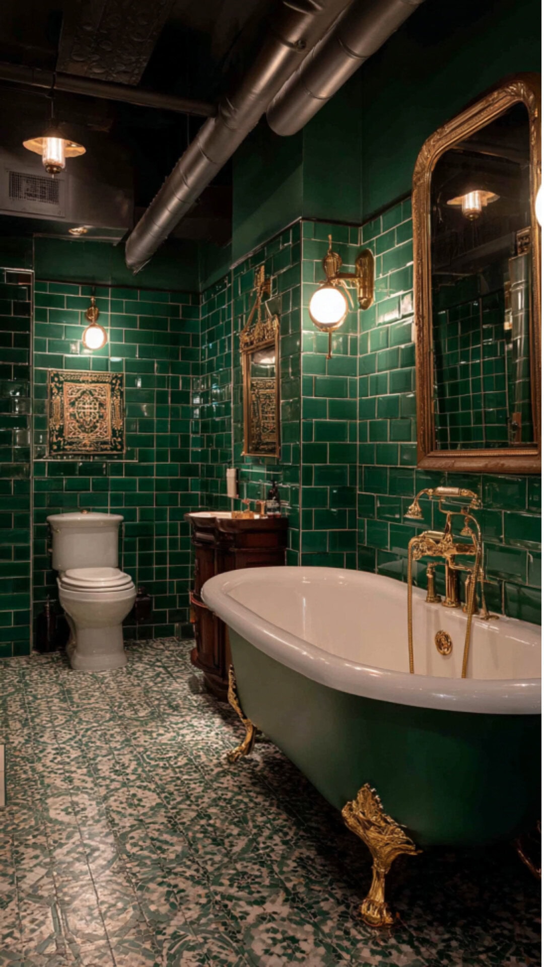 Emerald Green Vintage Bathroom
