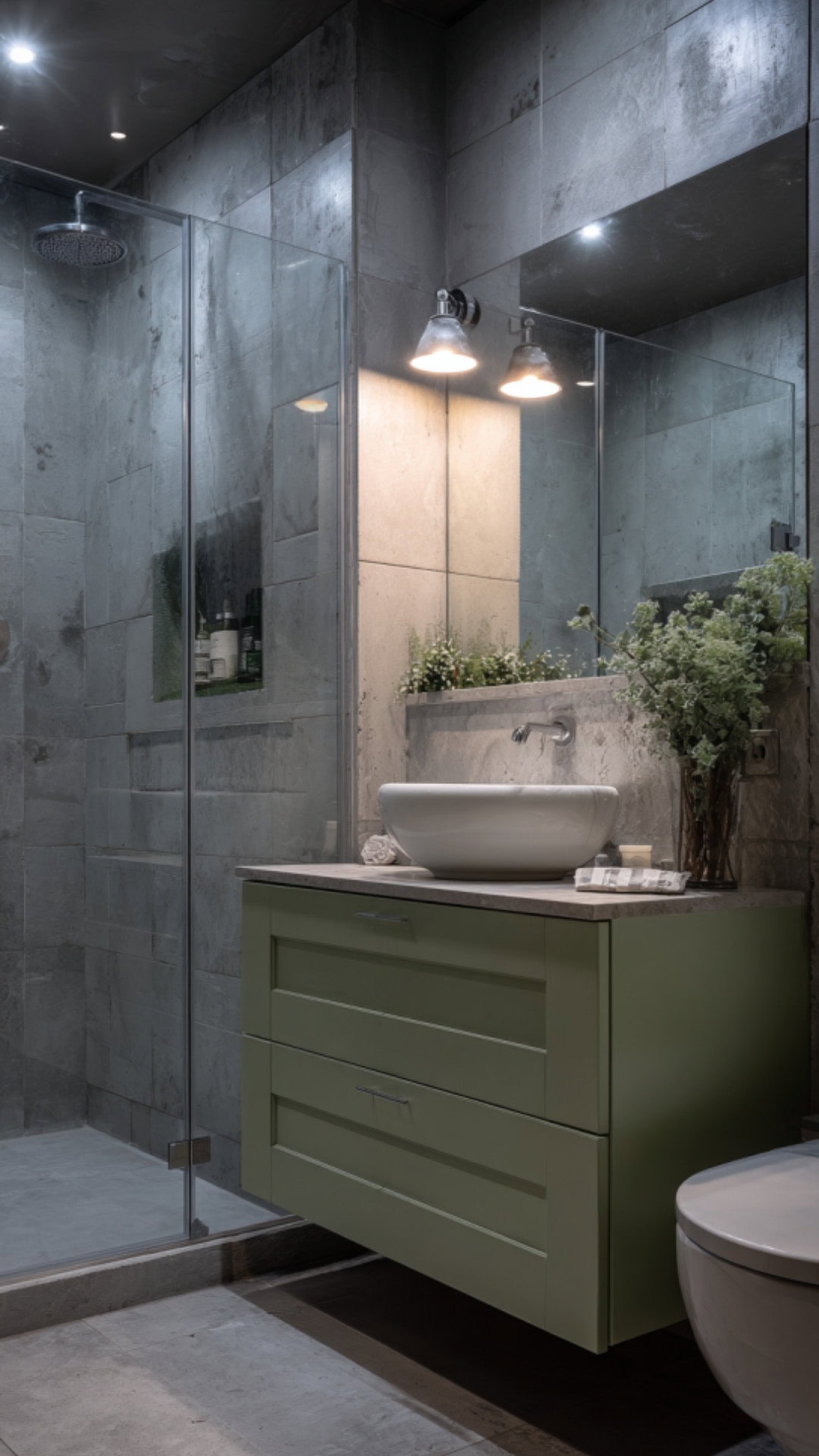 Green and Grey Bathroom