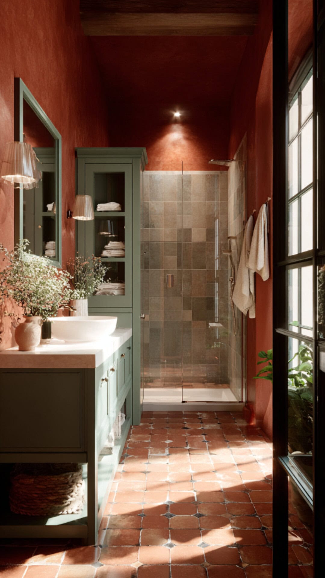  Terracotta and Sage Bathroom