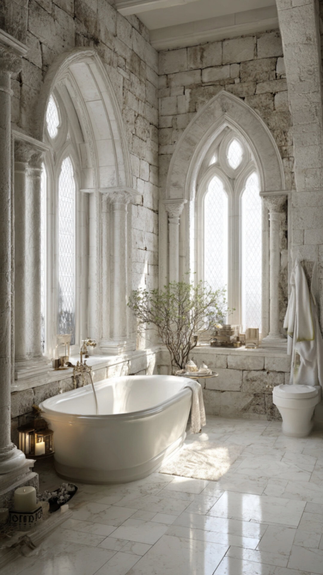 7. White Gothic Bathroom