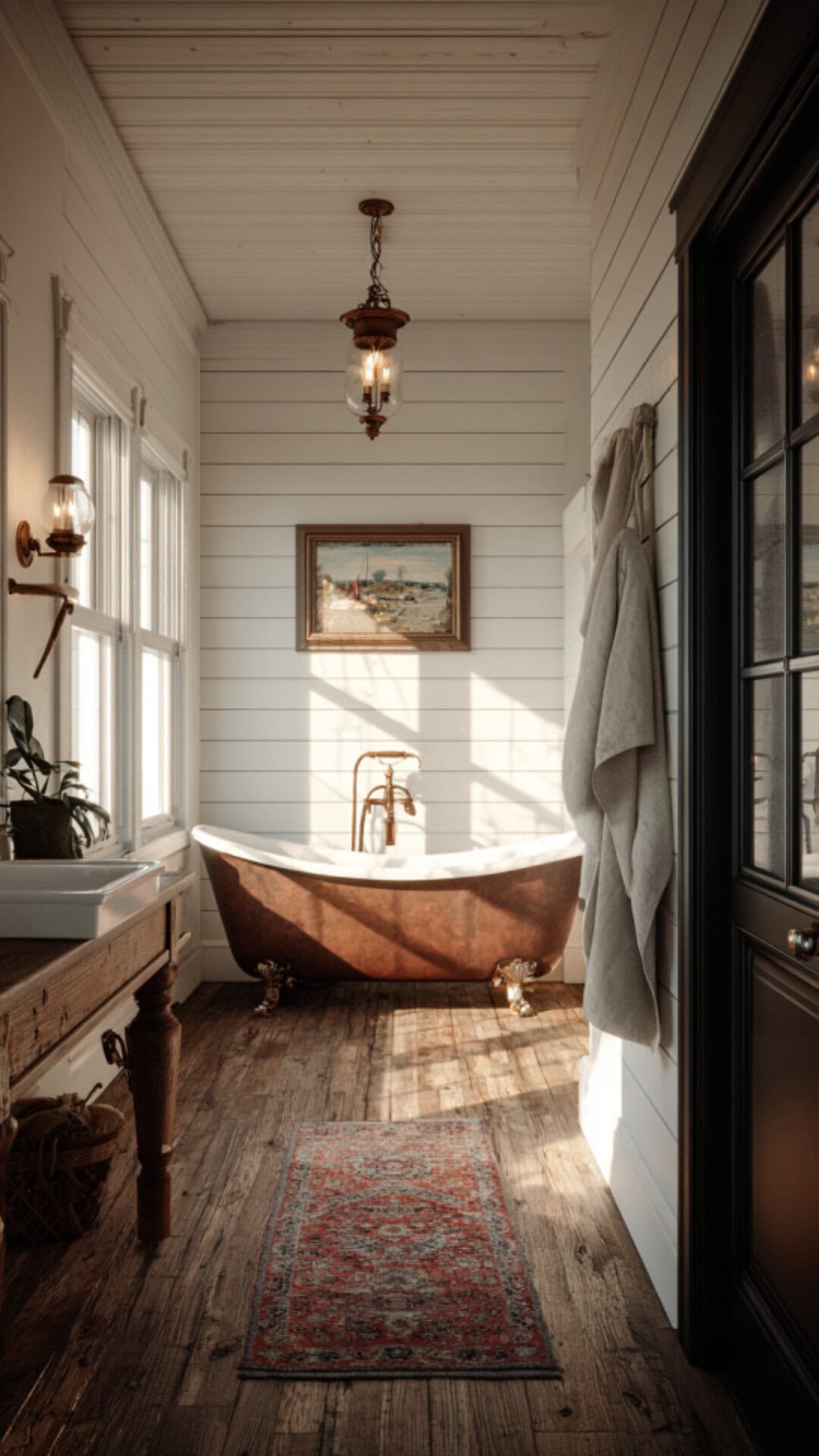 7. Farmhouse-Themed Victorian Bathroom