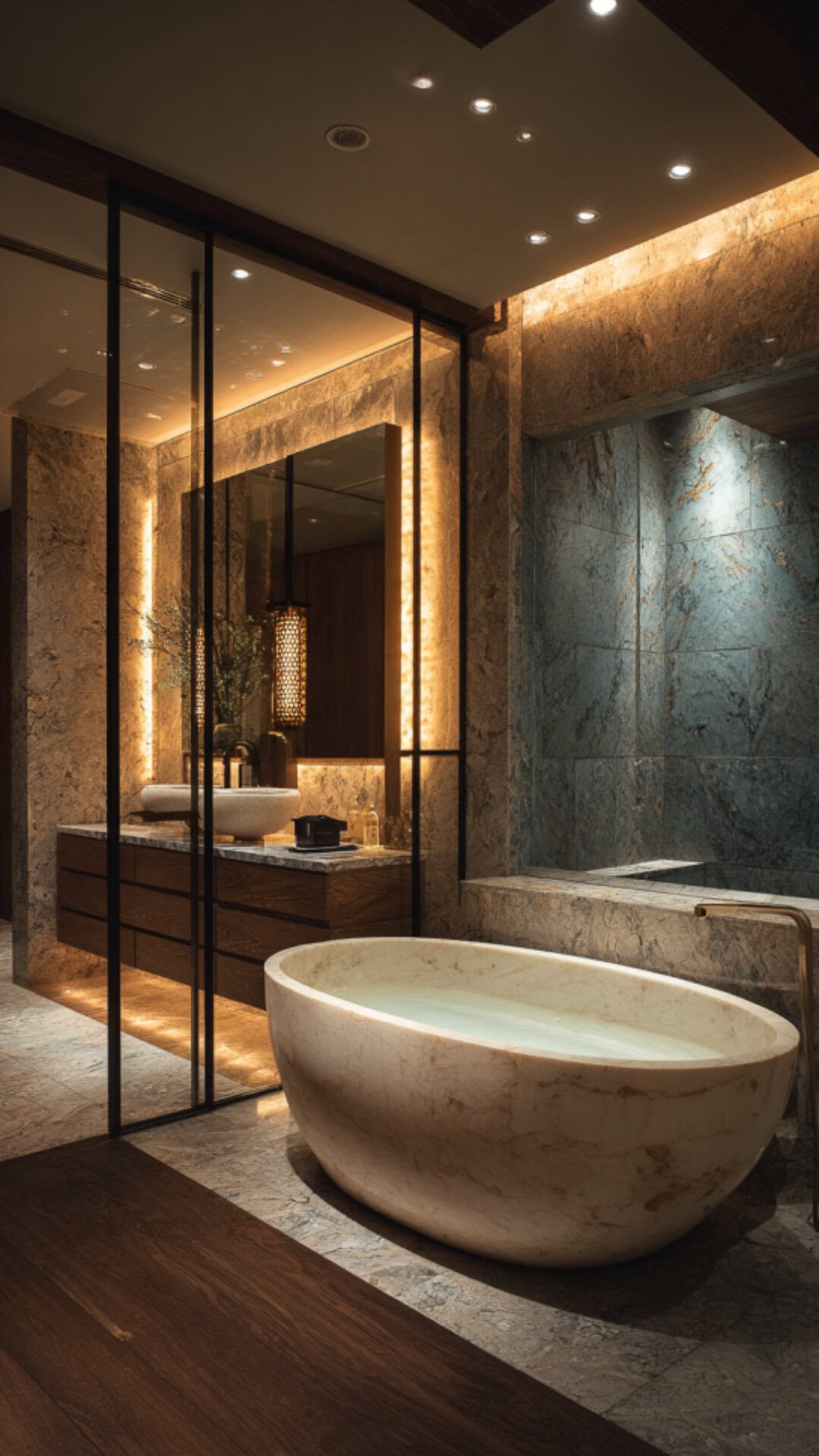 7. Luxury Japanese Bathroom with Refined Tranquility