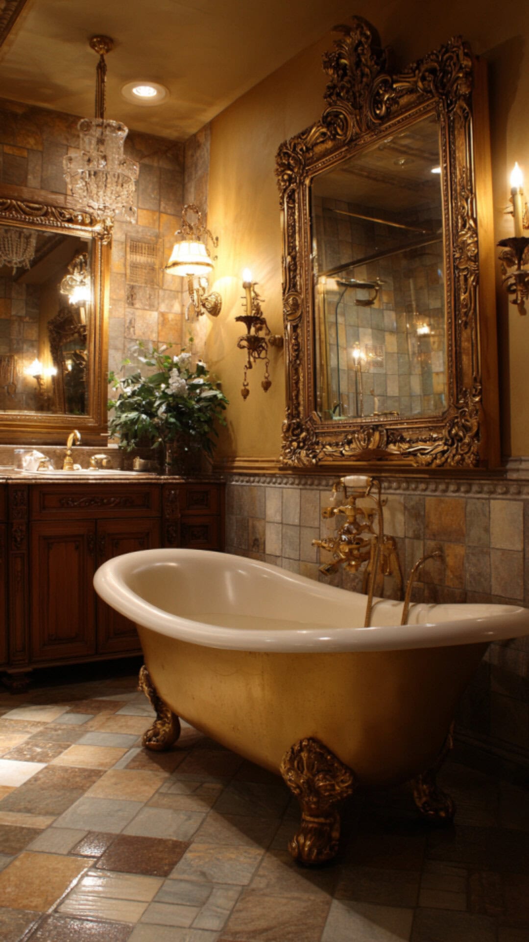 7. Antique Clawfoot Tub Bathroom with Old-World Charm