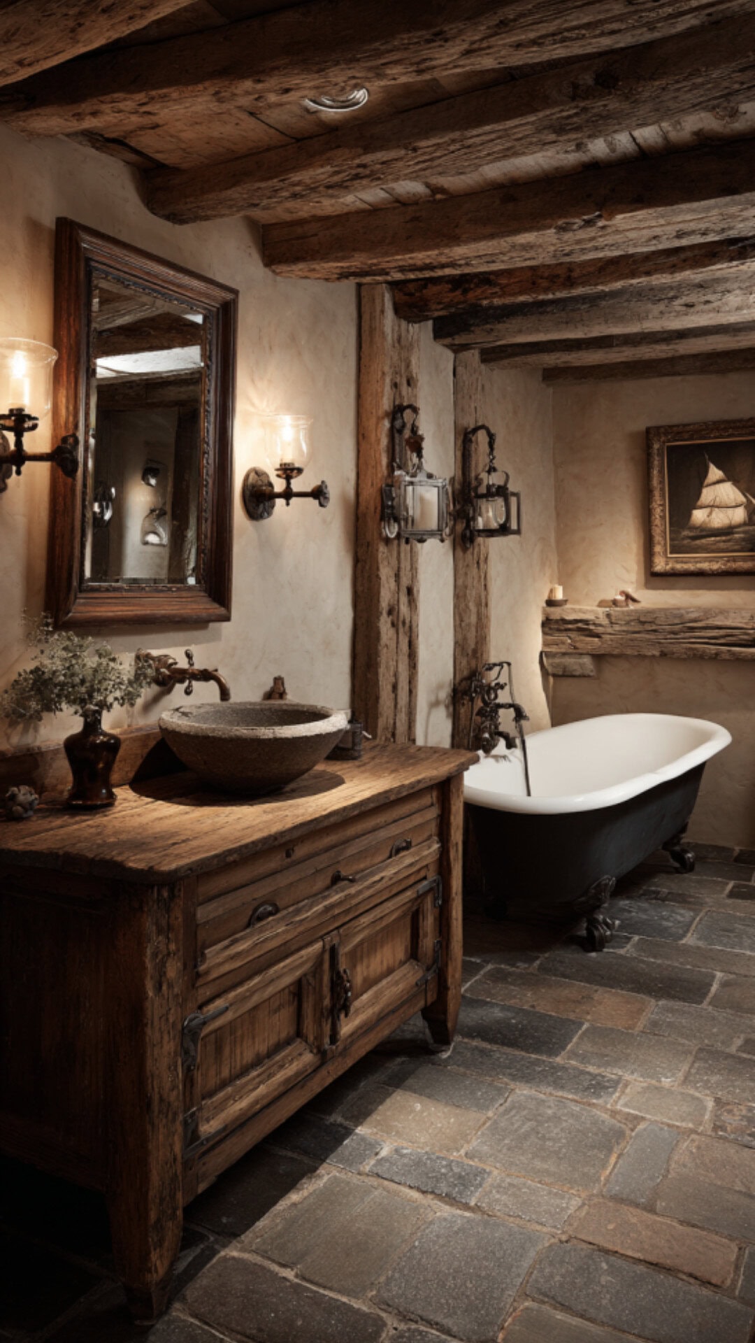 7. Rustic Country Bathroom with Timeless Texture