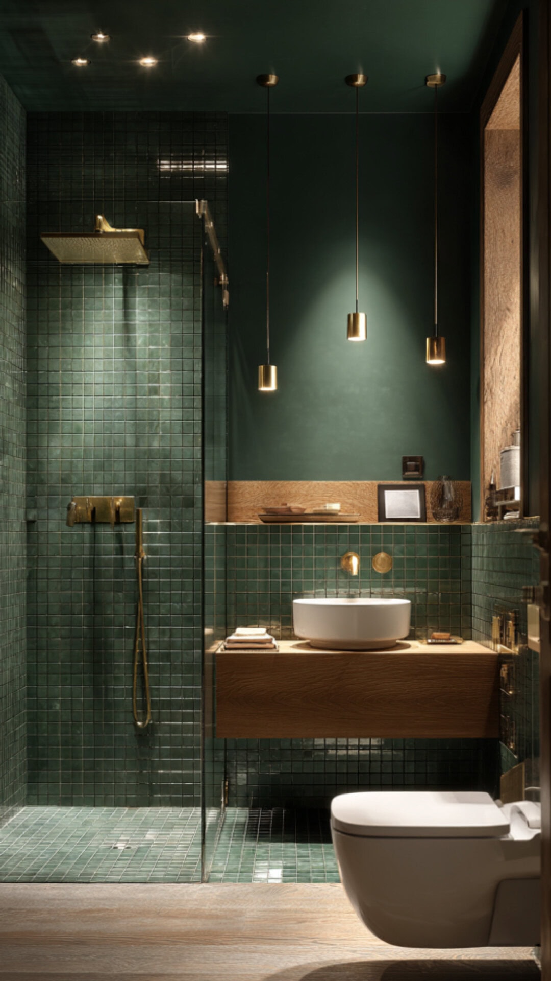 Aesthetic Dark Green Bathroom Inspiration