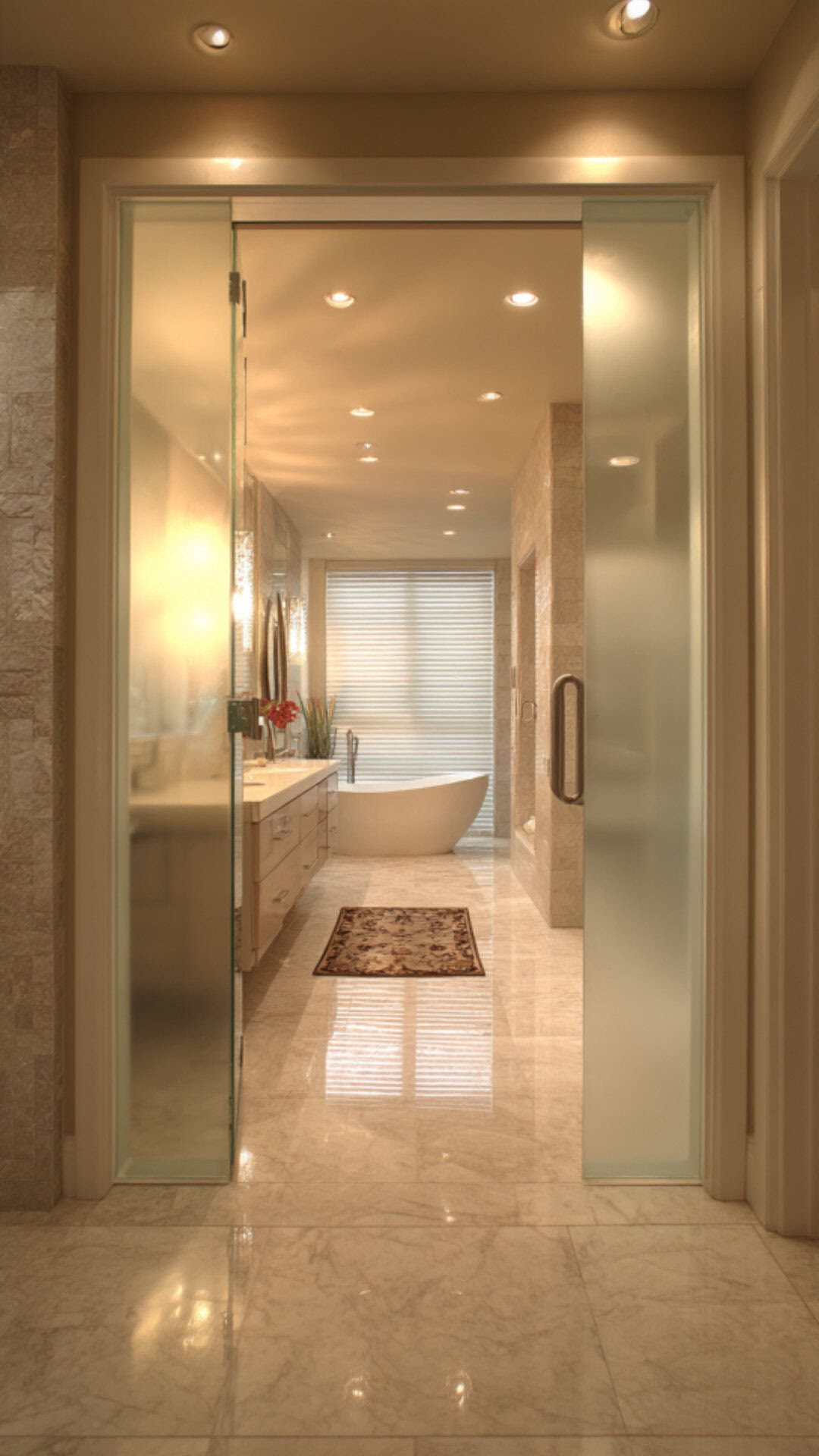 8. Frosted Glass Bathroom Door with Subtle Privacy